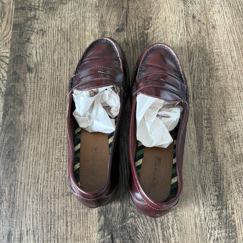 Sperry Women's 8M Burgundy Seaport Penny Leather Loafer Cushioned Classic - Picture 10 of 11